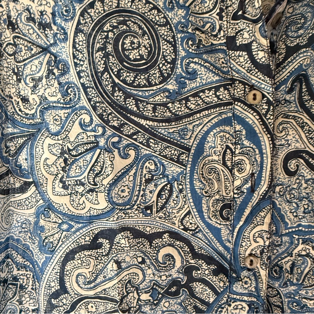Cino Blue Paisley Buttondown Lightweight Cotton Collared Shirt Size Large - Picture 2 of 9